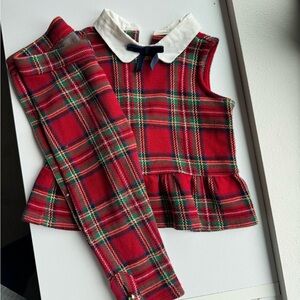 Janie and Jack Red Plaid set